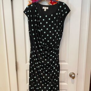 Dress barn Black and Mint Polka Dot Midi Dress